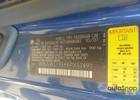 2008 BMW 335 I from USA, damaged, VIN WBAWL73598PX52491